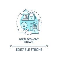 Local economy growth turquoise concept icon. Tourists engaging. Conservation policy abstract idea thin line illustration. Isolated outline drawing. Editable stroke. vector