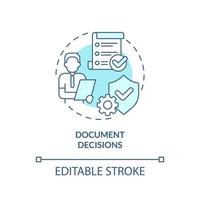 Document decisions turquoise concept icon. Principle of heritage conservation abstract idea thin line illustration. Isolated outline drawing. Editable stroke. vector