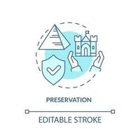 Preservation turquoise concept icon. Type of cultural heritage conservation abstract idea thin line illustration. Isolated outline drawing. Editable stroke. vector