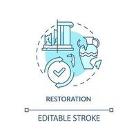 Restoration turquoise concept icon. Fixing process. Heritage objects preservation abstract idea thin line illustration. Isolated outline drawing. Editable stroke. vector