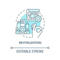 Revitalization turquoise concept icon. Urban renovation. Heritage preservation type abstract idea thin line illustration. Isolated outline drawing. Editable stroke. vector