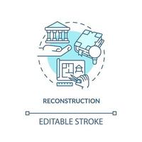 Reconstruction turquoise concept icon. Heritage objects preservation type abstract idea thin line illustration. Isolated outline drawing. Editable stroke. vector