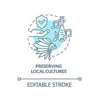 Preserving local cultures turquoise concept icon. Heritage conservation policy abstract idea thin line illustration. Isolated outline drawing. Editable stroke. vector