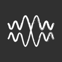 Sound, audio wave chalk icon. Vibration, noise amplitude. Music rhythm frequency. Radio signal, voice recording logo. Energy flow wavy lines. Sonic waveform. Isolated vector chalkboard illustration