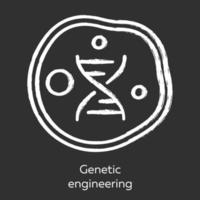 icono de tiza de ingeniería genética. Manipulación de genes mediante biotecnología. célula viva del cuerpo. modificación del genoma. organismo modifica características. ilustración de pizarra de vector aislado