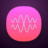 Sound, audio wave app icon. Vibration, noise amplitude. Music rhythm frequency. Radio signal, voice recording logo. UI UX user interface. Web or mobile application. Vector isolated illustration