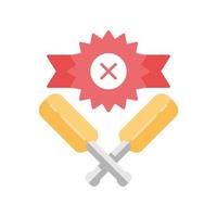 Cricket defeat flat design long shadow color icon. Total game result. Championship loss. Loser mark, crossed bats. Game over. End of play. Match draw. Sports activity. Vector silhouette illustration