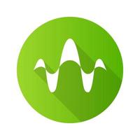 Abstract overlapping waves green flat design long shadow glyph icon. Sound, audio, music rhythm wavy lines. Vibration, noise amplitude level. Abstract digital soundwave. Vector silhouette illustration