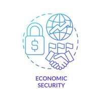 icono de concepto de gradiente azul de seguridad económica. comercio y finanzas. dimensión de la ilustración de línea delgada de idea abstracta de seguridad nacional. dibujo de contorno aislado. vector