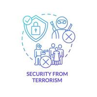 Security from terrorism blue gradient concept icon. Armed forces. National protection program abstract idea thin line illustration. Isolated outline drawing. vector