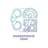 Minimization of crime blue gradient concept icon. Police service. National safety and protection abstract idea thin line illustration. Isolated outline drawing. vector