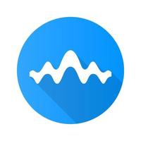 Fluid wave blue flat design long shadow glyph icon. Flowing wavy lines. Music rhythm, digital soundwave, melody waveform. Equalizer, sound abstract curve. Motion sign. Vector silhouette illustration