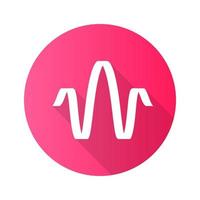 ondas de sonido paralelas icono de glifo de sombra larga de diseño plano rosa. onda de sonido digital. grabación de voz, logotipo de señal de radio. banda sonora, frecuencia de reproducción de música. ecualizador de DJ ilustración de silueta vectorial
