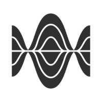 Voice recording glyph icon. Silhouette symbol. Vibration, noise level, frequency curves. Audio volume, frequency. Music player logo. Soundtrack playing. Negative space. Vector isolated illustration