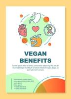 Diet and healthcare brochure template layout. Vegan benefits flyer, booklet, leaflet print design with linear illustrations. Vector page layouts for magazines, annual reports, advertising posters