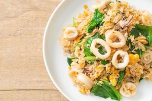 Fried rice with squid or octopus photo