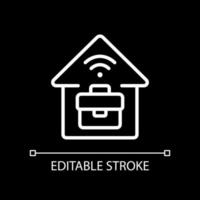 Telecommuting pixel perfect white linear icon for dark theme. Working from home. Increasing productivity. Thin line illustration. Isolated symbol for night mode. Editable stroke. vector