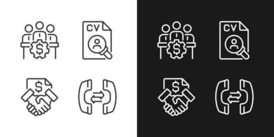 Business operations pixel perfect linear icons set for dark, light mode. Thin line symbols for night, day theme. Isolated illustrations. Editable stroke. vector