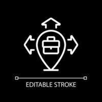 Business expansion pixel perfect white linear icon for dark theme. Company growth. Expand to new locations. Thin line illustration. Isolated symbol for night mode. Editable stroke. vector