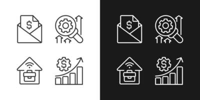 Company management structure pixel perfect linear icons set for dark, light mode. Thin line symbols for night, day theme. Isolated illustrations. Editable stroke. vector