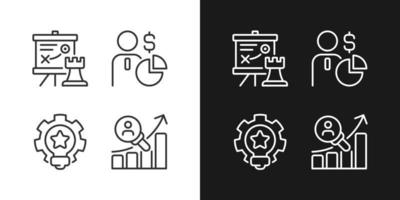 Successful business formula pixel perfect linear icons set for dark, light mode. Thin line symbols for night, day theme. Isolated illustrations. Editable stroke. vector