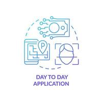 Day to day application blue gradient concept icon. Smartphone. Artificial intelligence advantage abstract idea thin line illustration. Isolated outline drawing. vector