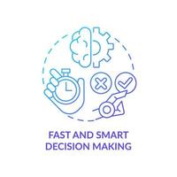 Fast and smart decision making blue gradient concept icon. Artificial intelligence advantage abstract idea thin line illustration. Isolated outline drawing. vector