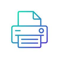 Printer gradient linear vector icon. Office equipment. Device for work purposes. Printing information on paper. Thin line color symbol. Modern style pictogram. Vector isolated outline drawing