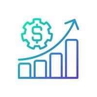 icono de vector lineal de gradiente de presupuesto. ingresos estimados. seguimiento de ingresos y gastos. organizar las finanzas. símbolo de color de línea delgada. pictograma de estilo moderno. dibujo de contorno aislado vectorial