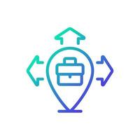 Business expansion gradient linear vector icon. Company growth strategy. Expand to new locations. Entering new market. Thin line color symbol. Modern style pictogram. Vector isolated outline drawing