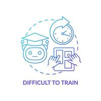 Difficult to train blue gradient concept icon. Manual training. Drawback of machine learning abstract idea thin line illustration. Isolated outline drawing. vector