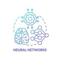 icono de concepto de gradiente azul de redes neuronales. nodos interconectados. campo de aprendizaje automático idea abstracta ilustración de línea delgada. dibujo de contorno aislado. vector