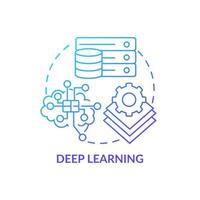 Deep learning blue gradient concept icon. Excessive amount of data. Field of machine learning abstract idea thin line illustration. Isolated outline drawing. vector