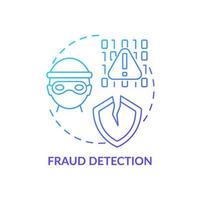 icono de concepto de gradiente azul de detección de fraude. identificar actividades fraudulentas. uso de la ilustración de línea delgada de idea abstracta de aprendizaje automático. dibujo de contorno aislado. vector