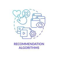 Recommendation algorithms blue gradient concept icon. User suggestions. Use of machine learning abstract idea thin line illustration. Isolated outline drawing. vector