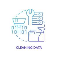 Cleaning data blue gradient concept icon. Artificial intelligence. Problem solving step in machine learning abstract idea thin line illustration. Isolated outline drawing. vector