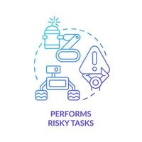 Performs risky tasks blue gradient concept icon. Automated system. Artificial intelligence advantage abstract idea thin line illustration. Isolated outline drawing. vector