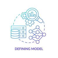 definiendo el modelo de icono de concepto de degradado azul. inteligencia artificial. paso de resolución de problemas en el aprendizaje automático idea abstracta ilustración de línea delgada. dibujo de contorno aislado. vector