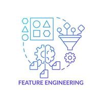 Feature engineering blue gradient concept icon. Artificial intelligence. Problem solving in machine learning abstract idea thin line illustration. Isolated outline drawing. vector