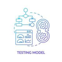 Testing model blue gradient concept icon. Artificial intelligence. Problem solving step in machine learning abstract idea thin line illustration. Isolated outline drawing. vector