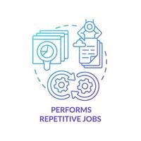 Performs repetitive jobs blue gradient concept icon. Automated system. Artificial intelligence advantage abstract idea thin line illustration. Isolated outline drawing. vector