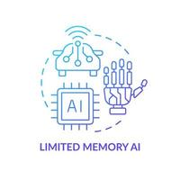 Limited memory AI blue gradient concept icon. Stored information. Artificial intelligence type abstract idea thin line illustration. Isolated outline drawing. vector