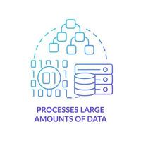 Processes large amounts of data blue gradient concept icon. Artificial intelligence advantage abstract idea thin line illustration. Isolated outline drawing. vector