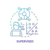 Supervised blue gradient concept icon. Labeled dataset input. Category of machine learning abstract idea thin line illustration. Isolated outline drawing. vector