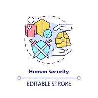 Human security concept icon. International safety. Measure of society development abstract idea thin line illustration. Isolated outline drawing. Editable stroke. vector