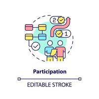 Participation concept icon. Manage process. International cooperation concept abstract idea thin line illustration. Isolated outline drawing. Editable stroke. vector