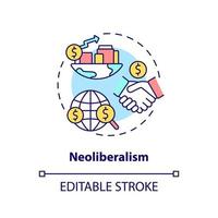 icono del concepto de neoliberalismo. libre mercado internacional y relación comercial idea abstracta ilustración de línea delgada. dibujo de contorno aislado. trazo editable.