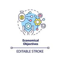 Economic objectives concept icon. International cooperation processes abstract idea thin line illustration. Isolated outline drawing. Editable stroke. vector