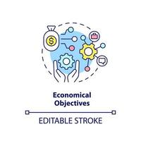 Economic objectives concept icon. International cooperation processes abstract idea thin line illustration. Isolated outline drawing. Editable stroke. vector