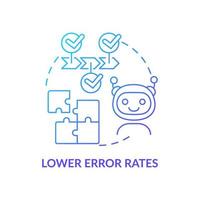 Lower error rates blue gradient concept icon. Accurate decisions. Artificial intelligence advantage abstract idea thin line illustration. Isolated outline drawing. vector